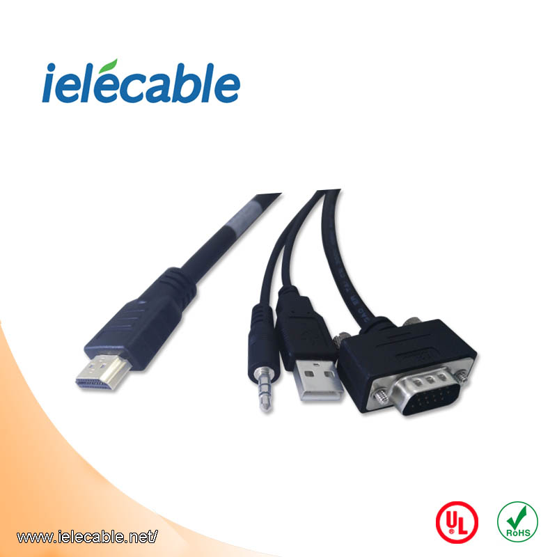 HDMI to VGA + 3.5mm audio with USB for charge
